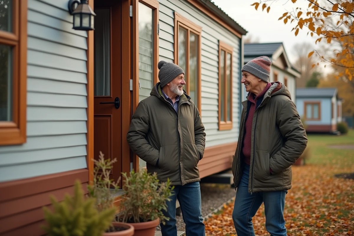 Couple retraité dans leur mobilhome en automne