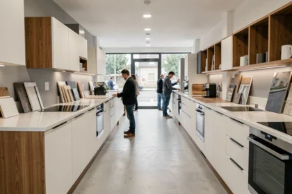 Showroom de cuisinistes en Saône-et-Loire avec plusieurs modèles de cuisines exposés