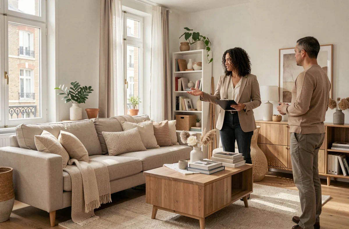 Consultante de Parenthèse Intérieur réalisant un coaching déco et home staging dans un appartement à Angers