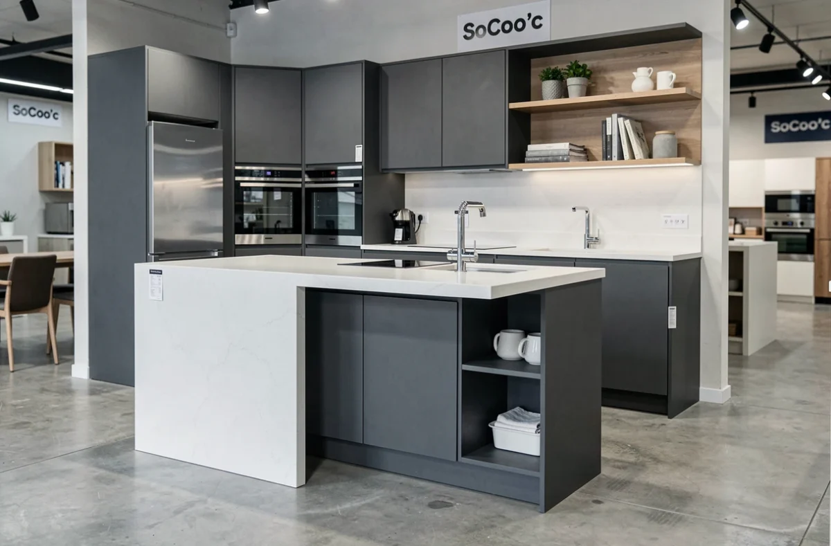 Cuisine moderne exposée dans le showroom SoCoo'c de Chalon-sur-Saône